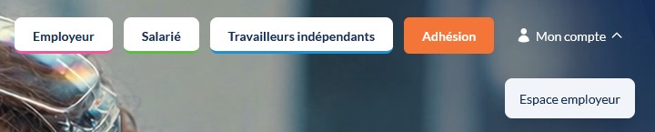 Menu du site asmt65.fr avec Mon compte déplié et le lien Espace employeur